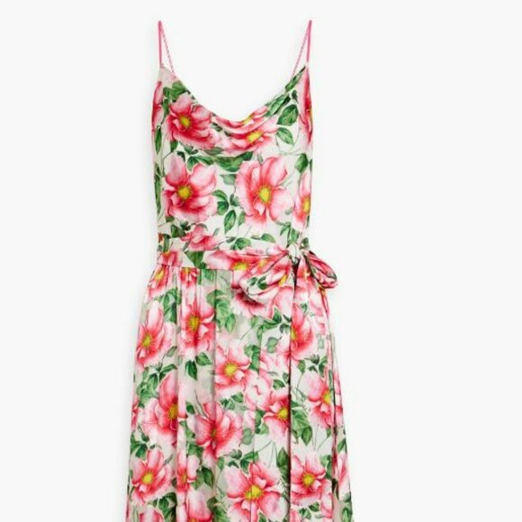 Alice + Olivia Dresses & Skirts - ALICE + OLIVIA Samantha draped floral-print satin midi dress
